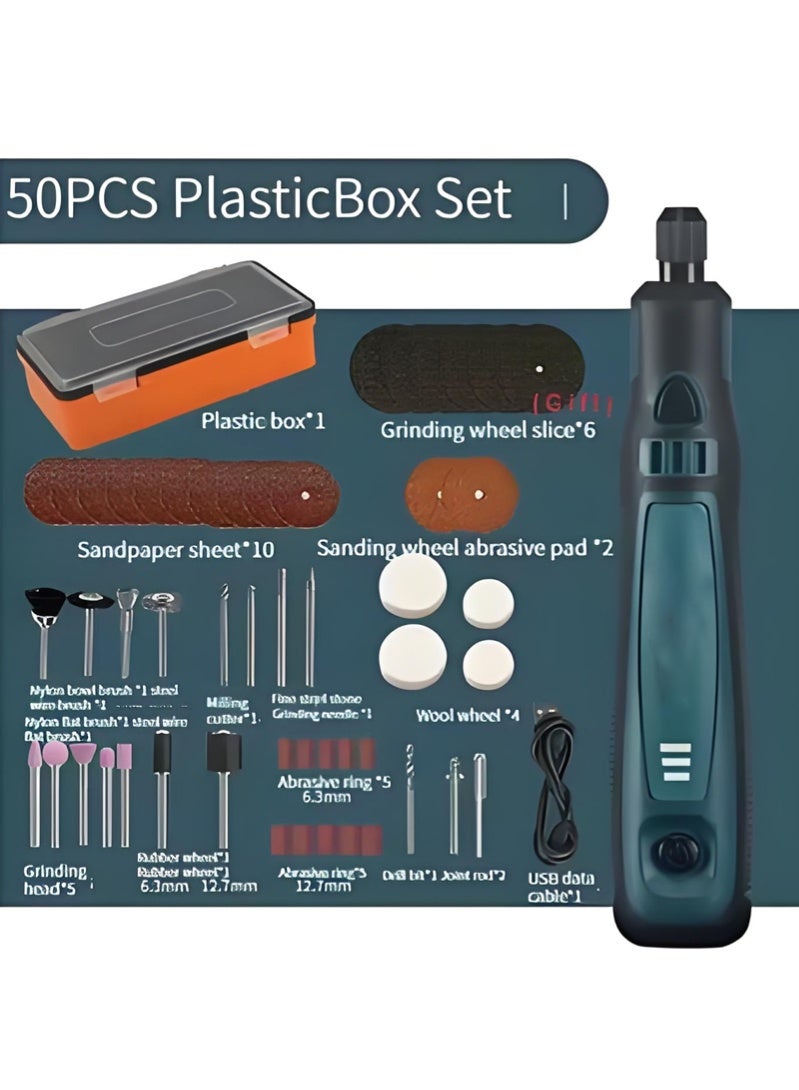 1 Set DIY Small Electric Grinder, Household Hand-held Electric Polishing Tool For Jade Engraving, USB Rechargeable Electric Grinder Set Mini Small Electric Grinder Pen, Power Tool - Image 2